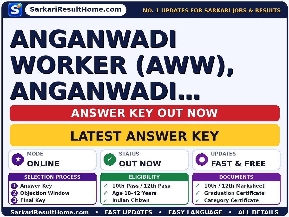 Anganwadi Worker (AWW), Helper (AWH) Answer Key 2026 Out – Download PDF - answer key summary