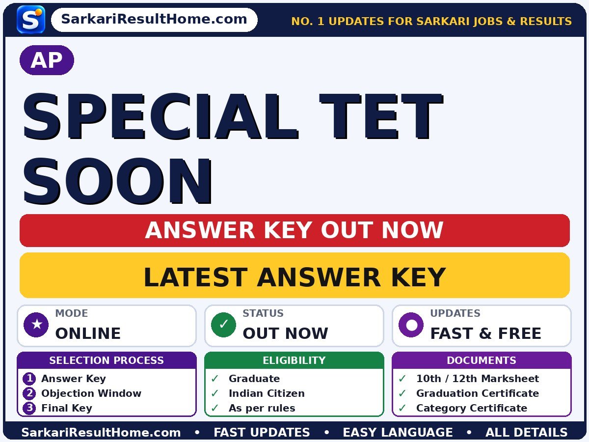 AP Special TET Soon Answer Key 2026: Check Here - AP answer key summary (Exam Date: 11 Oct 2026)