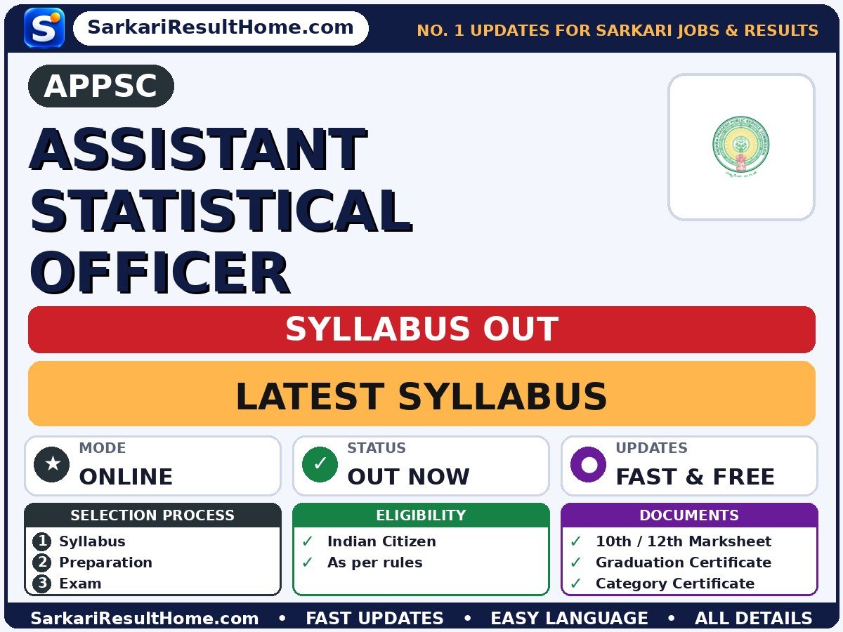 APPSC Assistant Statistical Officer Syllabus 2026 - Andhra Pradesh Public Service Commission syllabus summary