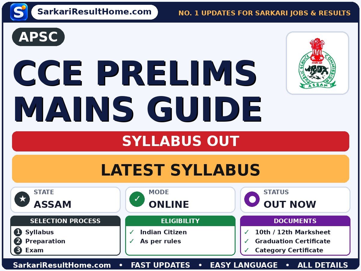 APSC CCE Prelims Mains Guide Syllabus 2026 & Exam Pattern - Assam Public Service Commission syllabus summary