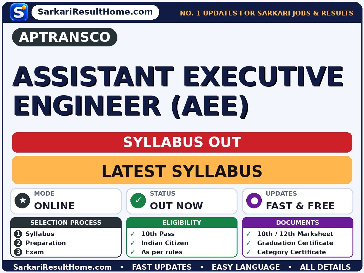 APTRANSCO Assistant Executive Engineer (AEE) Syllabus 2026 & Exam Pattern - APTRANSCO syllabus summary