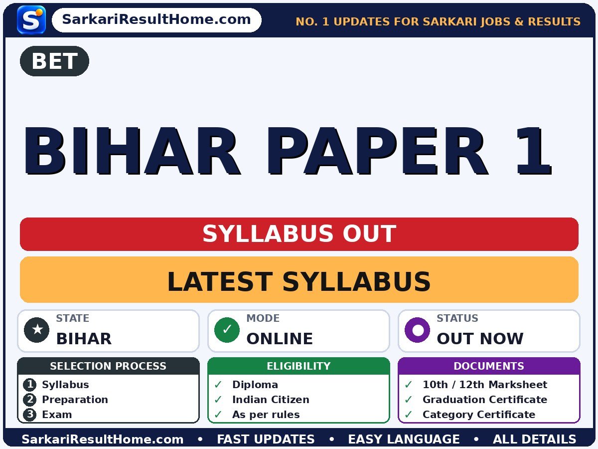 BET Bihar Paper 1 Syllabus 2026: Topic-wise Details - Biotechnology Eligibility Test syllabus summary