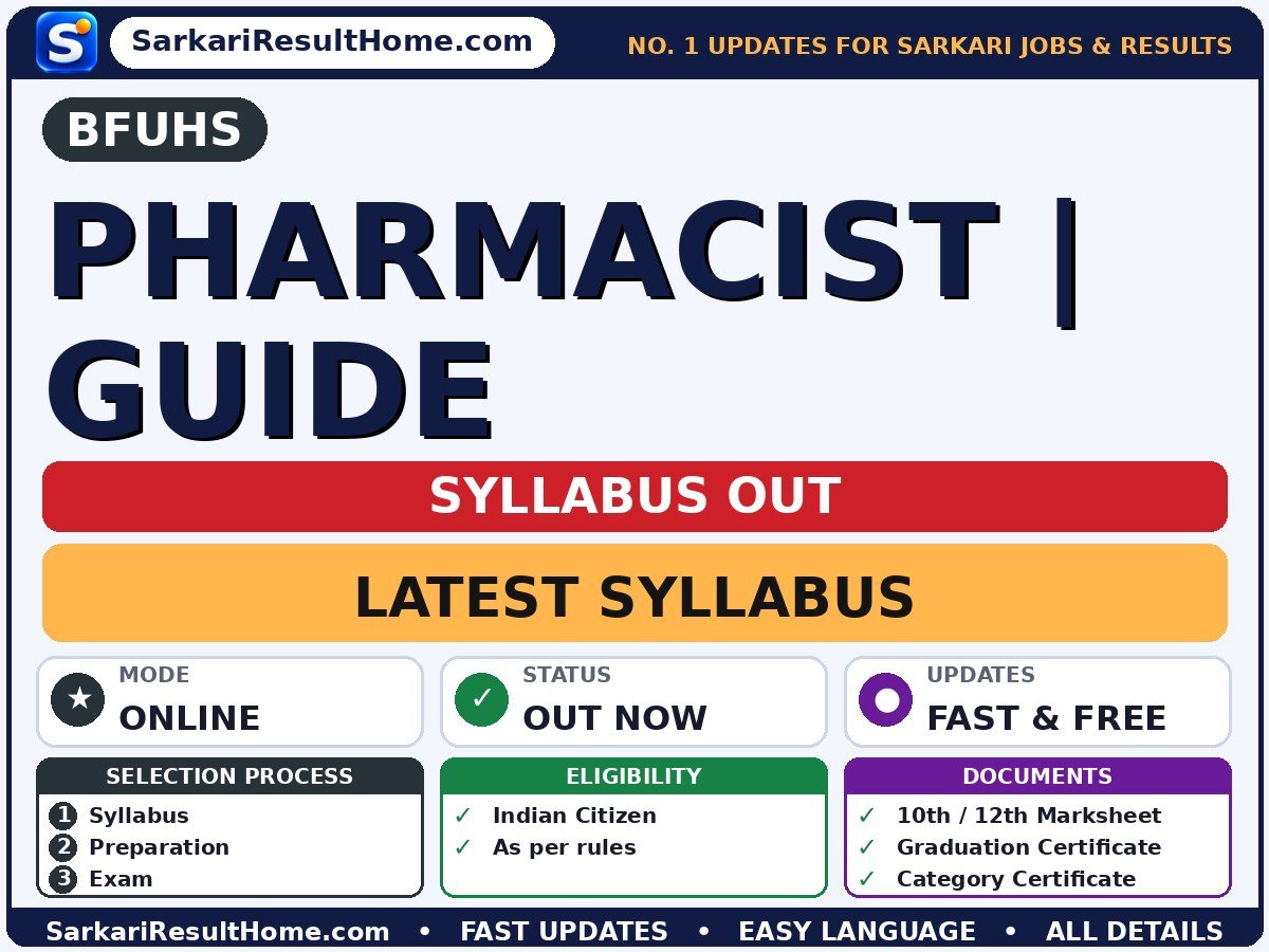 BFUHS Pharmacist | Guide Syllabus 2026 - Baba Farid University of Health Sciences syllabus summary (Exam Date: 19 Jul 2026)