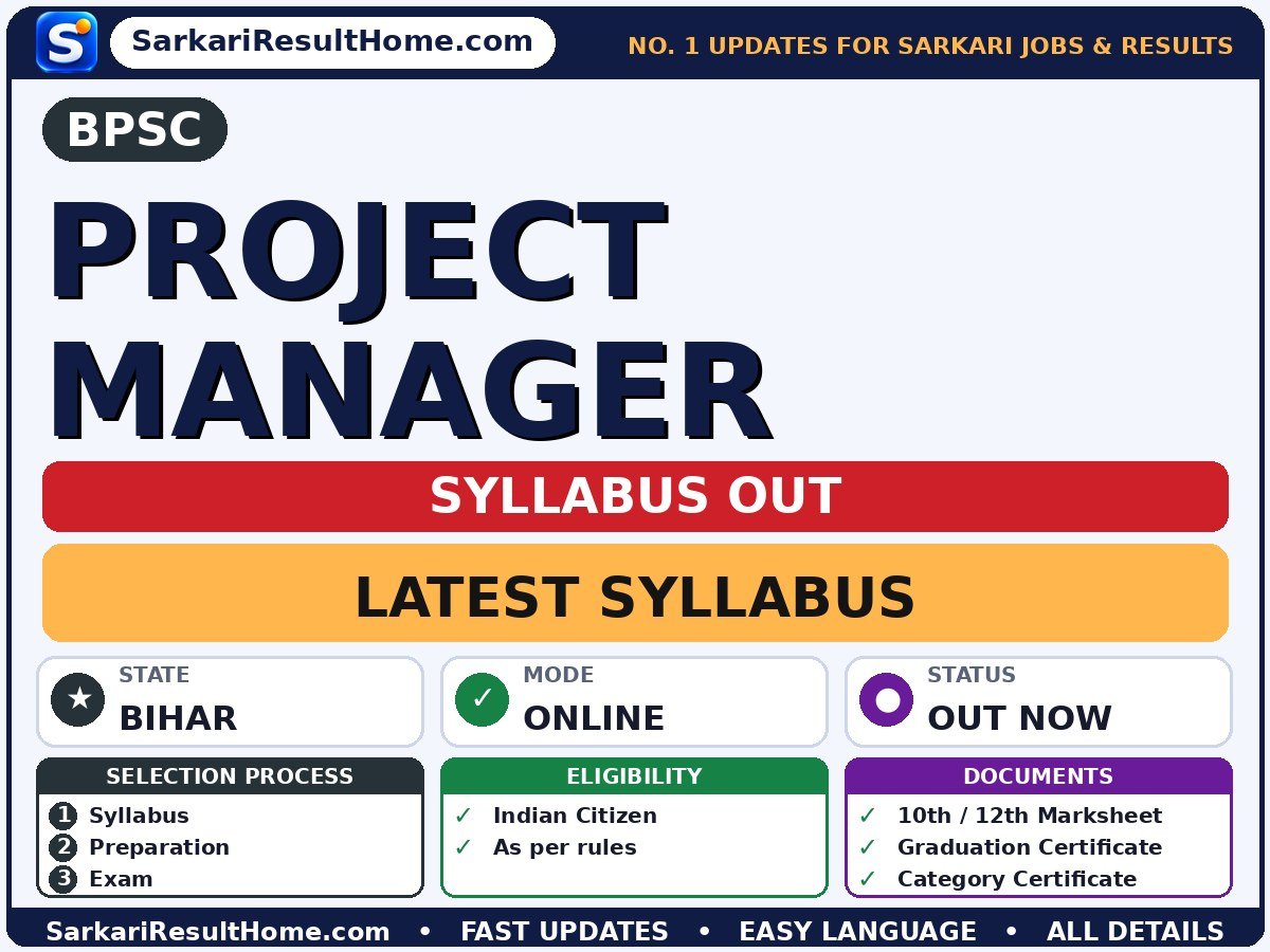 BPSC Project Manager Syllabus 2026 & Exam Pattern - Bihar Public Service Commission syllabus summary