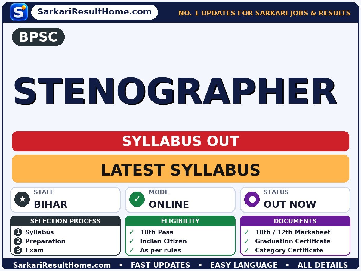 BPSC Stenographer Syllabus 2026: Topic-wise Details - Bihar Public Service Commission syllabus summary
