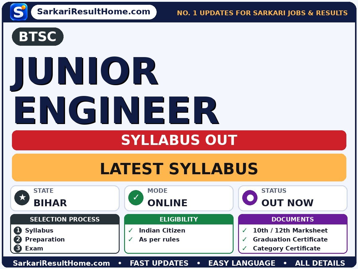 BTSC Junior Engineer Syllabus 2026: Topic-wise Details - Bihar Technical Service Commission syllabus summary