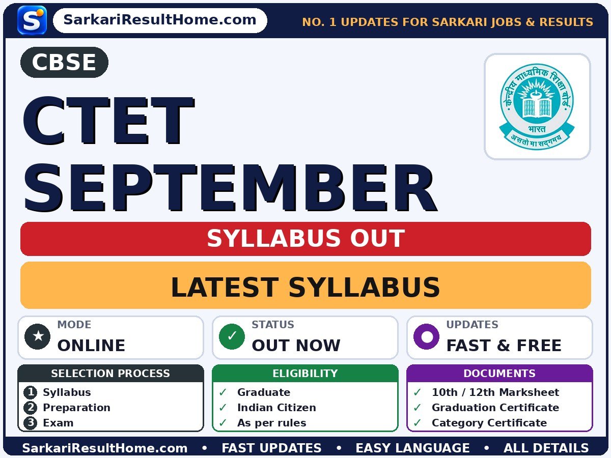 CBSE CTET September Syllabus 2026: Topic-wise Details - Central Board of Secondary Education syllabus summary (Exam Date: 12 Dec 2026)