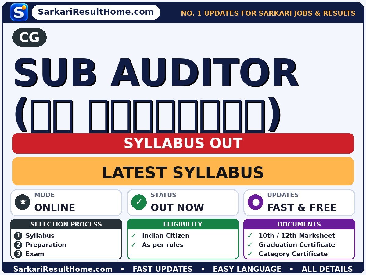 CG Sub Auditor (उप अंकेक्षक) Syllabus 2026 - CG syllabus summary (Exam Date: 05 Jul 2026)