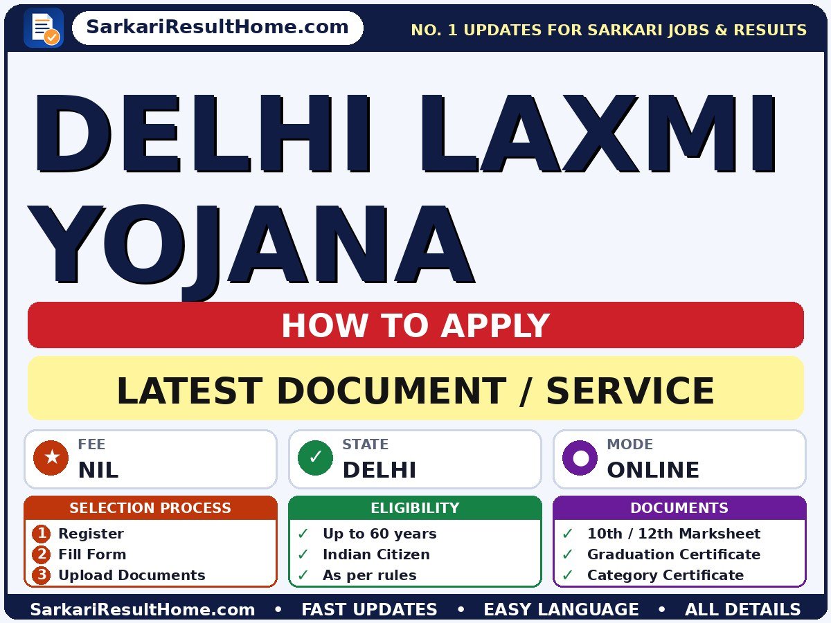 Delhi Laxmi Yojana 2026 Update - document / service summary (Fee: Nil)