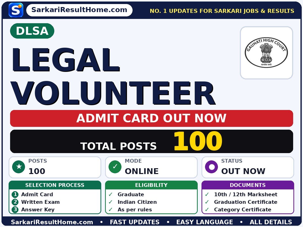 DLSA Legal Volunteer Exam Admit Card 2026 - DLSA admit card summary