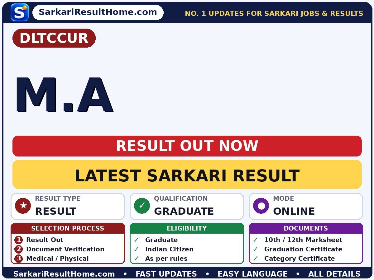 DLTCCUR M.A Sarkari Result 2026 Declared - Direct Link to Check Calicut University Result 2026 sarkari result summary (Result Date: 27 Oct 2026)