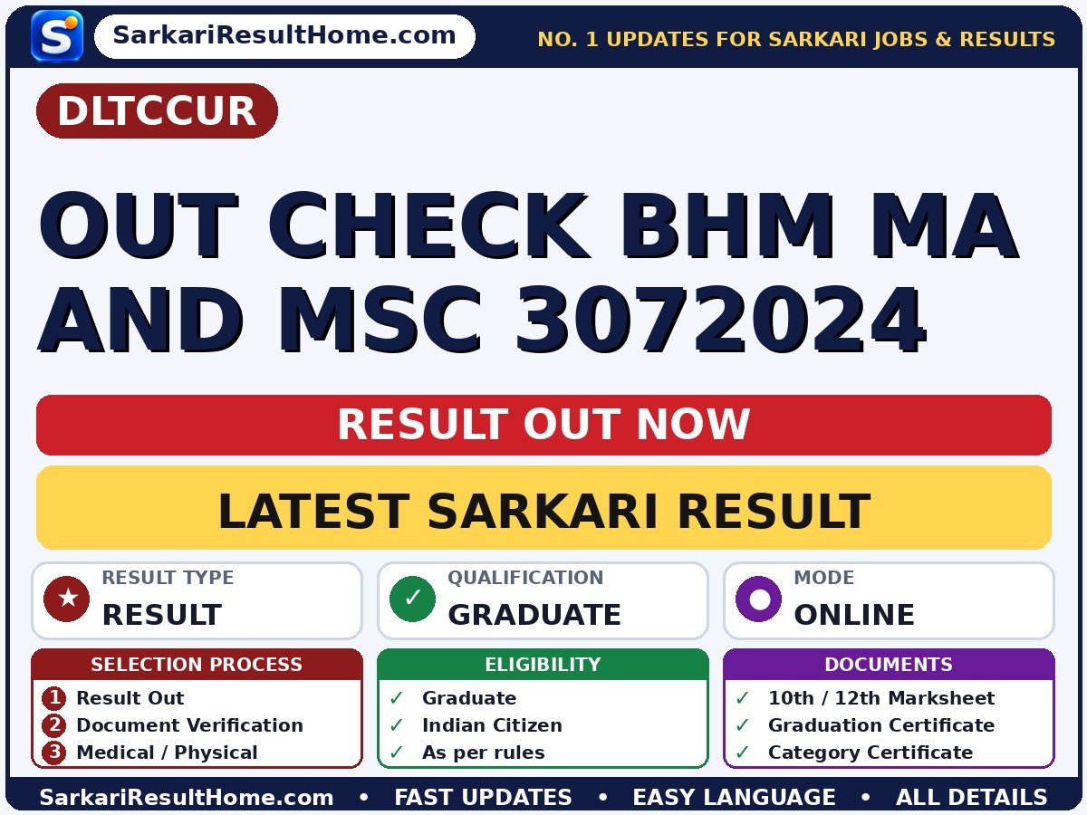 DLTCCUR OUT Check BHM MA And MSC 3072024 Sarkari Result 2026: Direct Link & Score Card - Direct Link to Check Calicut University Result 2026 sarkari result summary (Result Date: 08 Oct 2026)