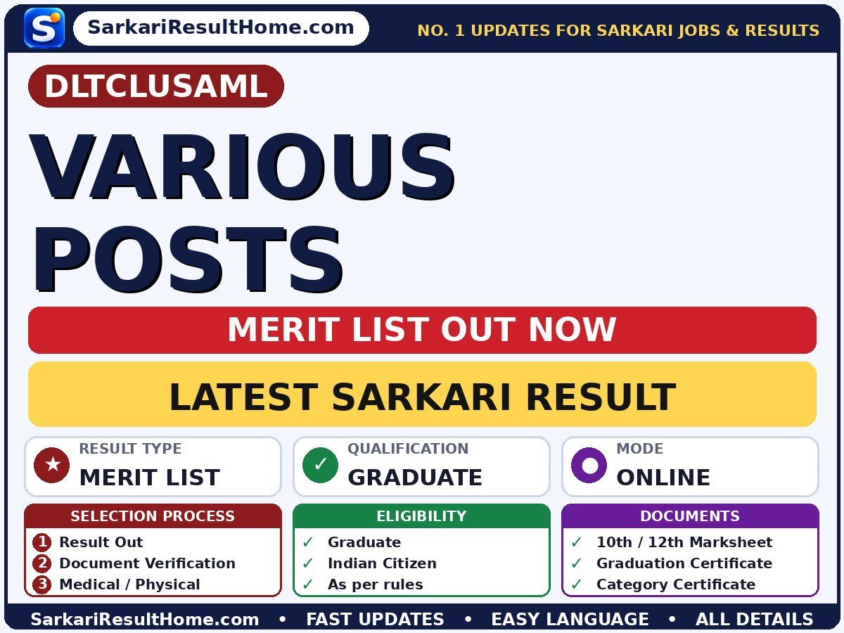 DLTCLUSAML Various Posts Merit List 2026: Sarkari Result Out - Direct Link to Check LNMU UG Spot Admission Merit List 2026 sarkari result summary (Result Date: 11 Oct 2026)