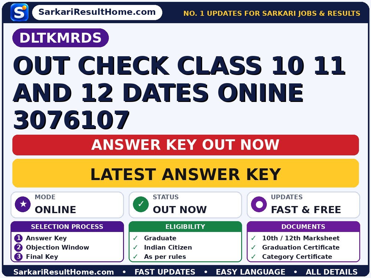 DLTKMRDS OUT Check Class 10 11 And 12 Dates Onine 3076107 Answer Key 2026 Out – Download PDF - Direct Link to KVS Mumbai Region Date Sheet 2026-27 answer key summary (Exam Date: 27 Nov 2026)