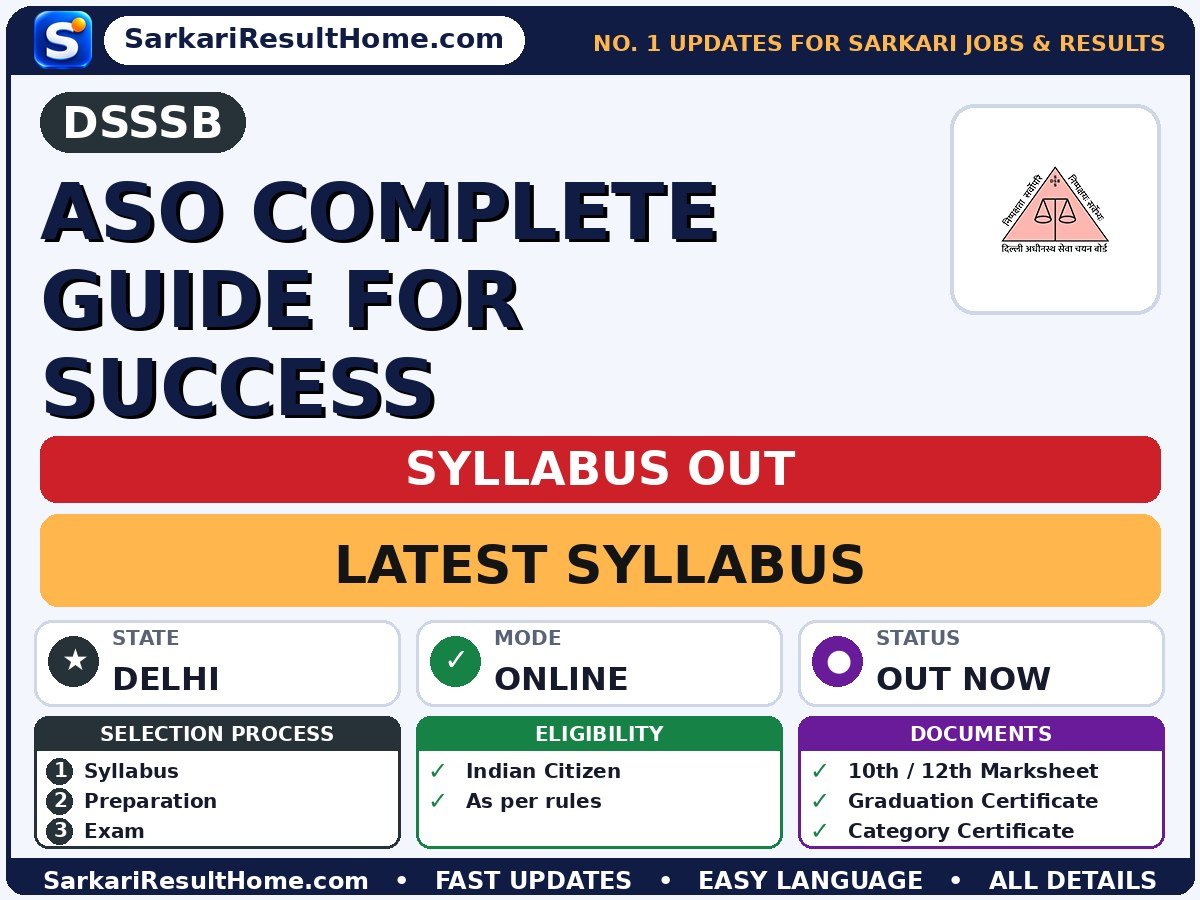 DSSSB ASO Complete Guide for Success Syllabus 2026 & Exam Pattern - Delhi Subordinate Services Selection Board syllabus summary