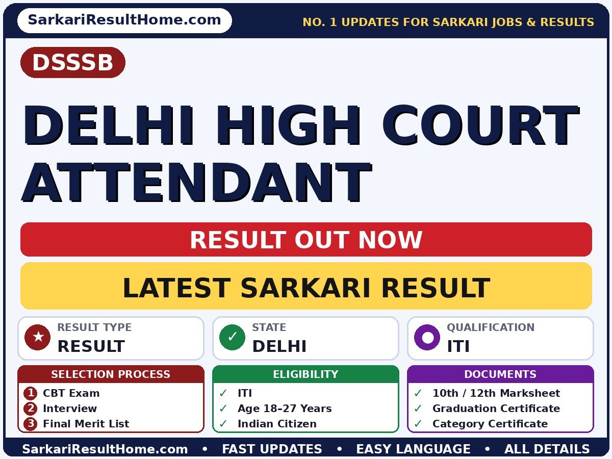 DSSSB Delhi High Court Attendant Sarkari Result 2026 Out – Check Here - DSSSB sarkari result summary (Result Date: 30 Sep 2026; Exam Date: 01 Jun 2026)