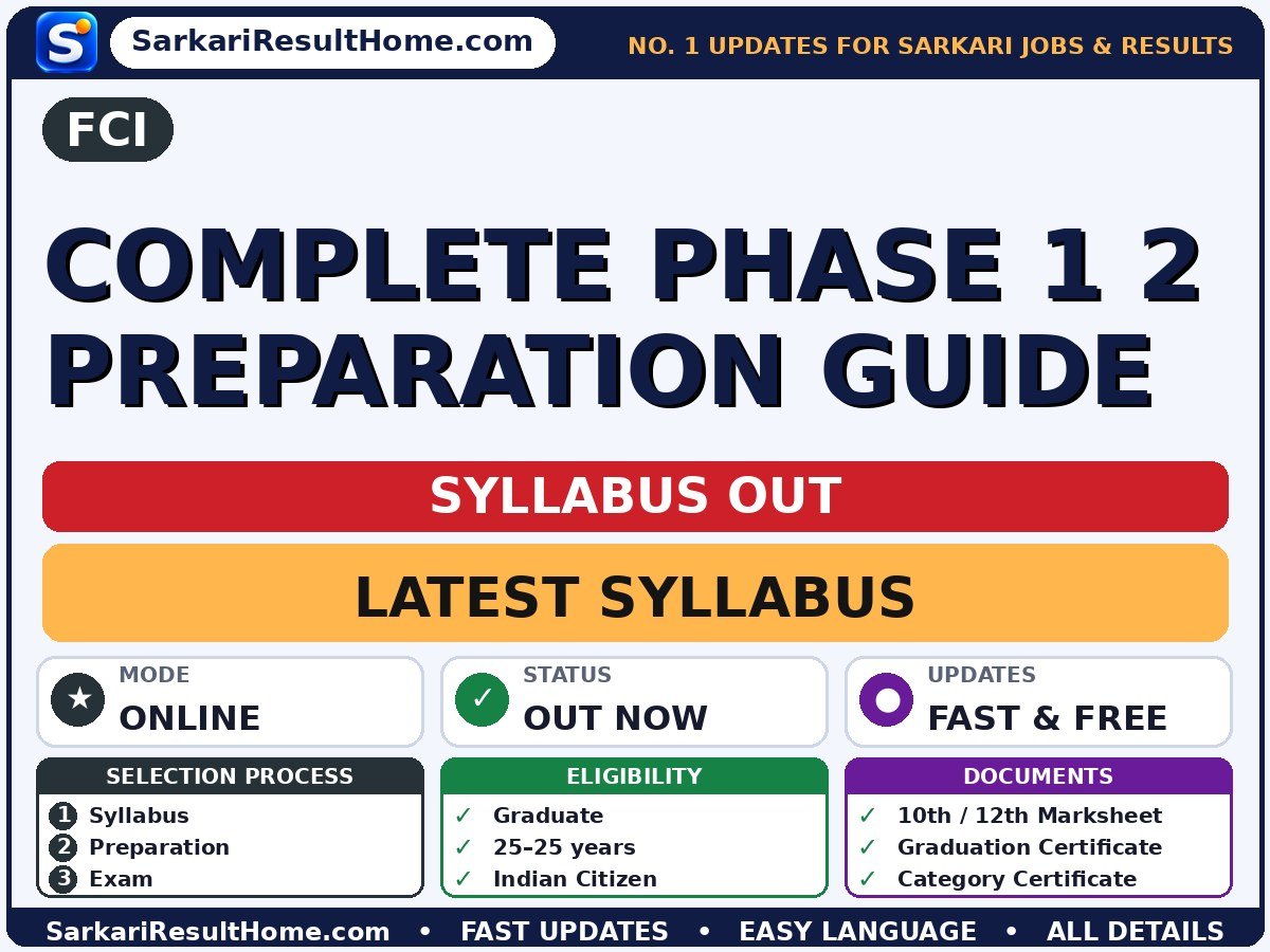 FCI Complete Phase 1 2 Preparation Guide Syllabus 2026 & Exam Pattern - Food Corporation of India syllabus summary