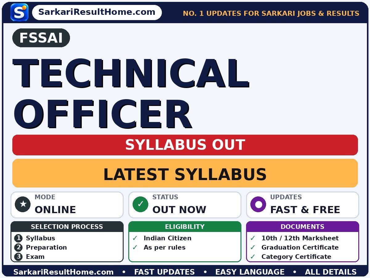 FSSAI Technical Officer Syllabus 2026 & Exam Pattern - FSSAI syllabus summary