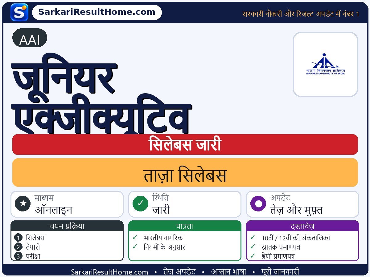 AAI सिलेबस 2026: Junior Executive का सिलेबस और परीक्षा पैटर्न - मुख्य जानकारी एक नज़र में