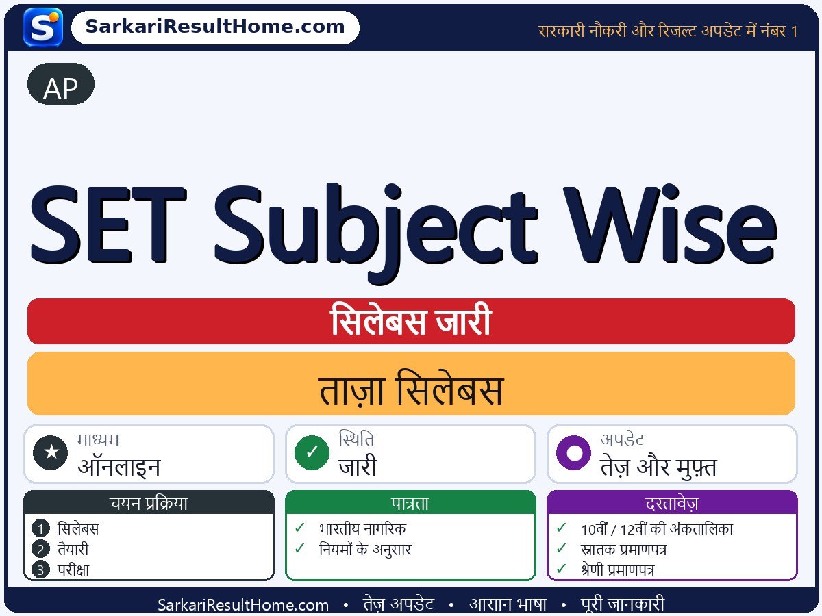 AP सिलेबस 2026: SET Subject-Wise का सिलेबस और परीक्षा पैटर्न - मुख्य जानकारी एक नज़र में