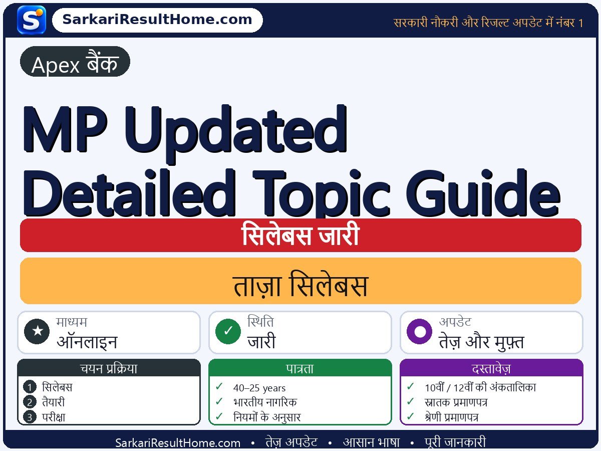 Apex Bank सिलेबस 2026: MP Updated Detailed Topic Guide का सिलेबस और परीक्षा पैटर्न - मुख्य जानकारी एक नज़र में