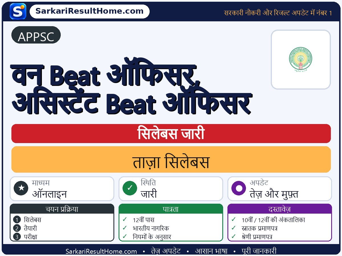 APPSC सिलेबस 2026: Forest Beat Officer, Assistant का सिलेबस और परीक्षा पैटर्न - मुख्य जानकारी एक नज़र में