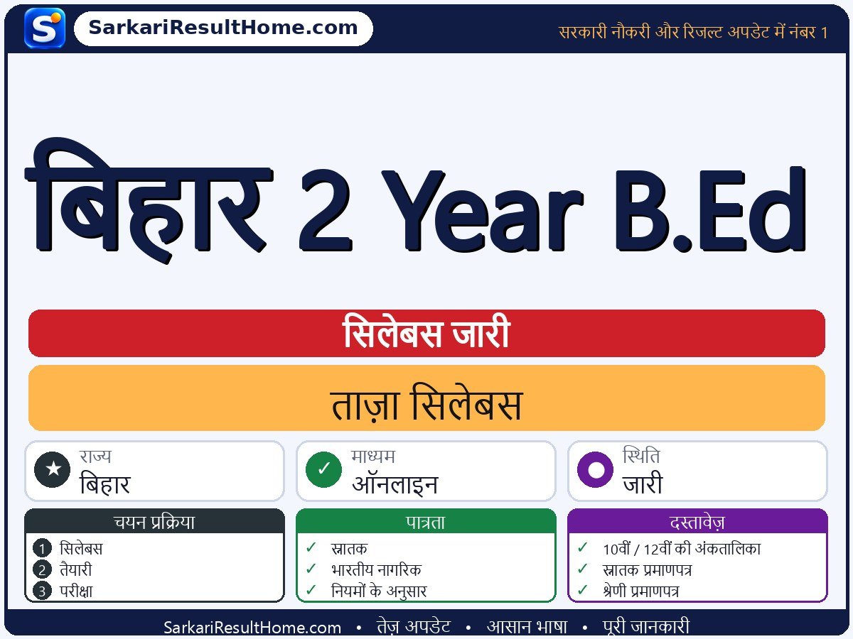 सरकारी विभाग सिलेबस 2026: Bihar 2 Year B.Ed का सिलेबस और परीक्षा पैटर्न - मुख्य जानकारी एक नज़र में