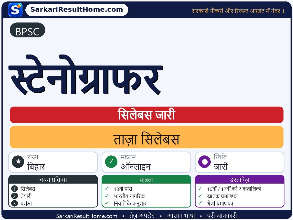 BPSC सिलेबस 2026: Stenographer का सिलेबस और परीक्षा पैटर्न - मुख्य जानकारी एक नज़र में