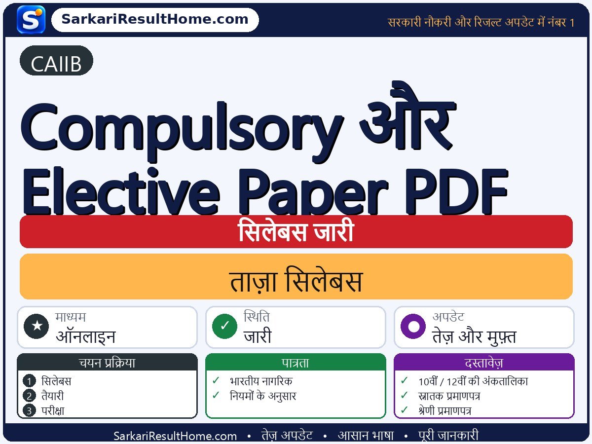 CAIIB सिलेबस 2026: Compulsory and Elective Paper PDF का सिलेबस और परीक्षा पैटर्न - मुख्य जानकारी एक नज़र में