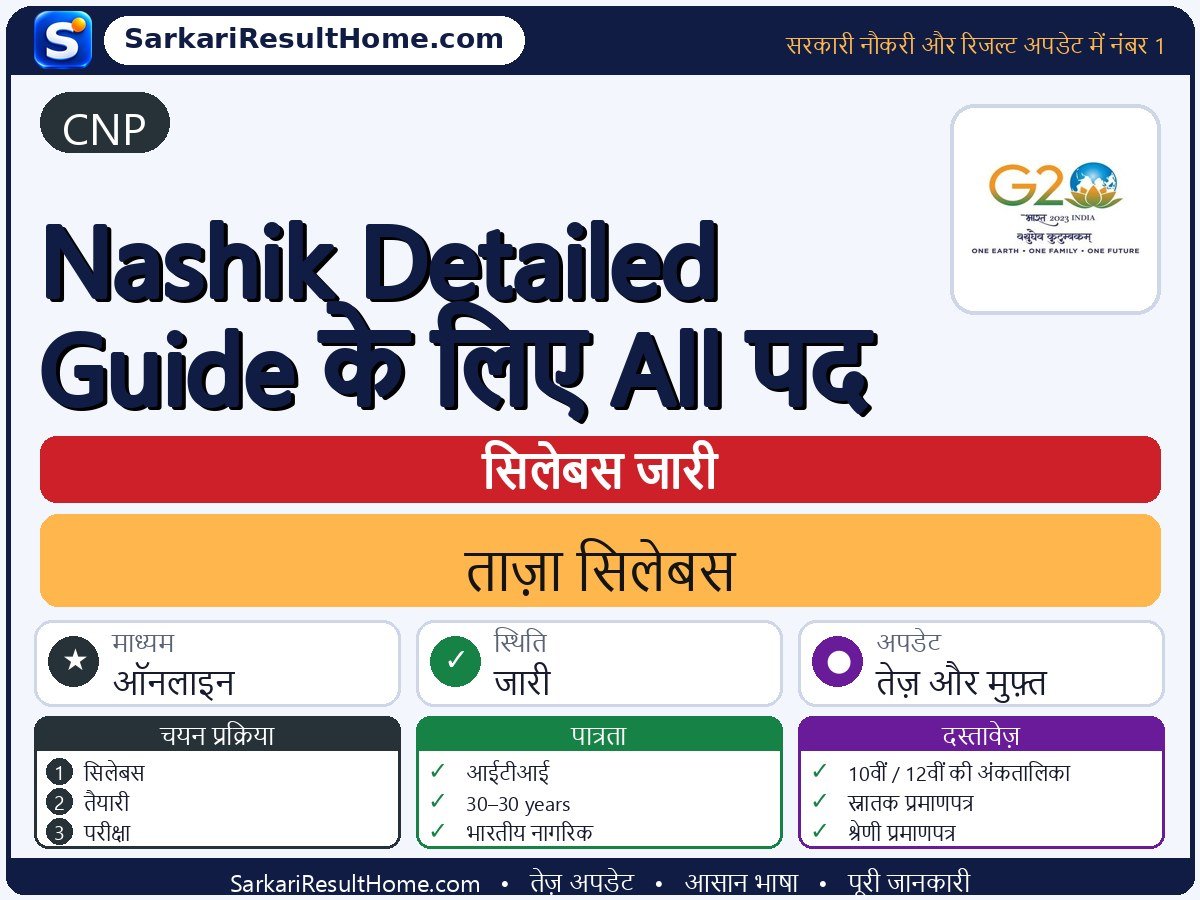 CNP सिलेबस 2026: Nashik Detailed Guide for All Posts का सिलेबस और परीक्षा पैटर्न - मुख्य जानकारी एक नज़र में