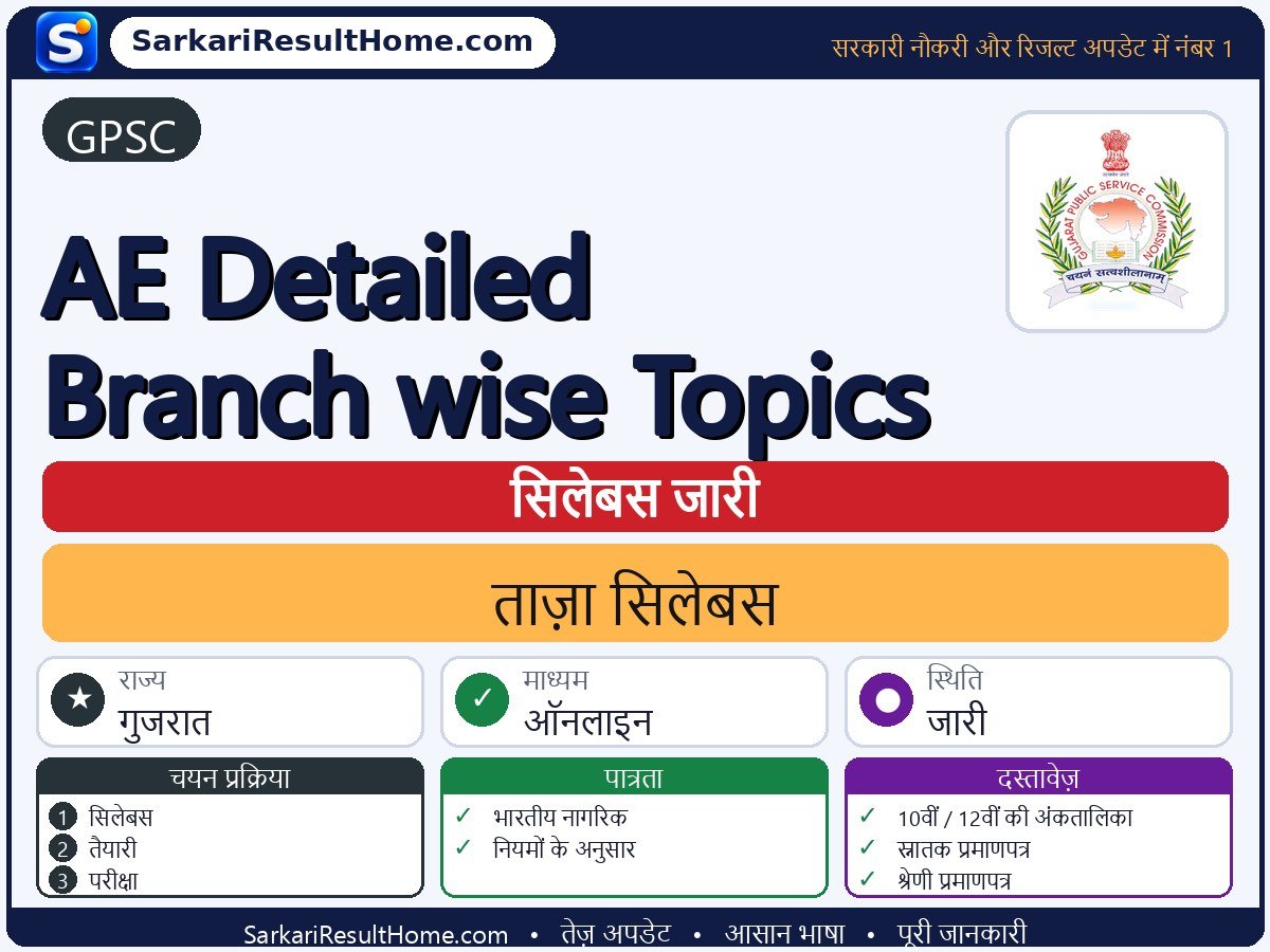 GPSC सिलेबस 2026: AE Detailed Branch-wise Topics का सिलेबस और परीक्षा पैटर्न - मुख्य जानकारी एक नज़र में