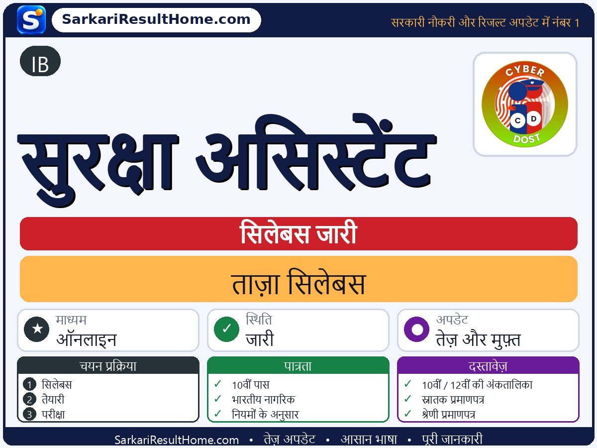 IB सिलेबस 2026: Security Assistant का सिलेबस और परीक्षा पैटर्न - मुख्य जानकारी एक नज़र में