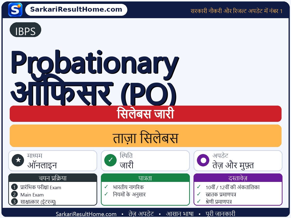 IBPS सिलेबस 2026: Probationary Officer (PO) का सिलेबस और परीक्षा पैटर्न - मुख्य जानकारी एक नज़र में
