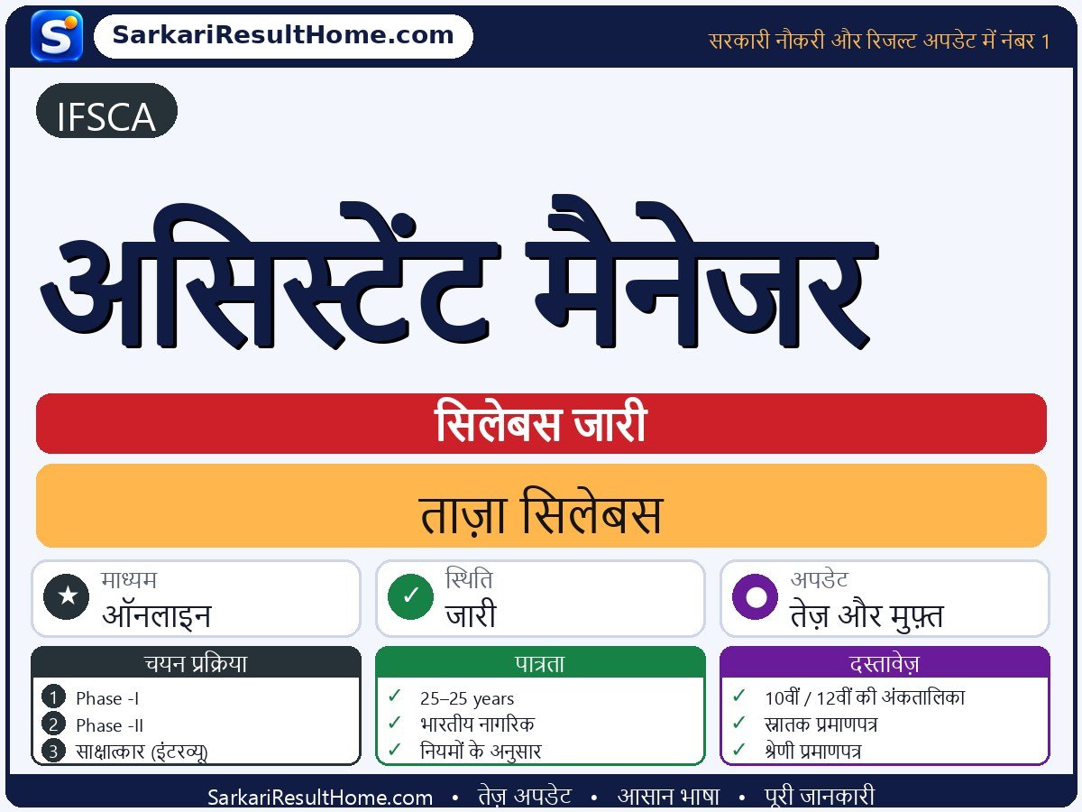 IFSCA सिलेबस 2026: Assistant Manager का सिलेबस और परीक्षा पैटर्न - मुख्य जानकारी एक नज़र में