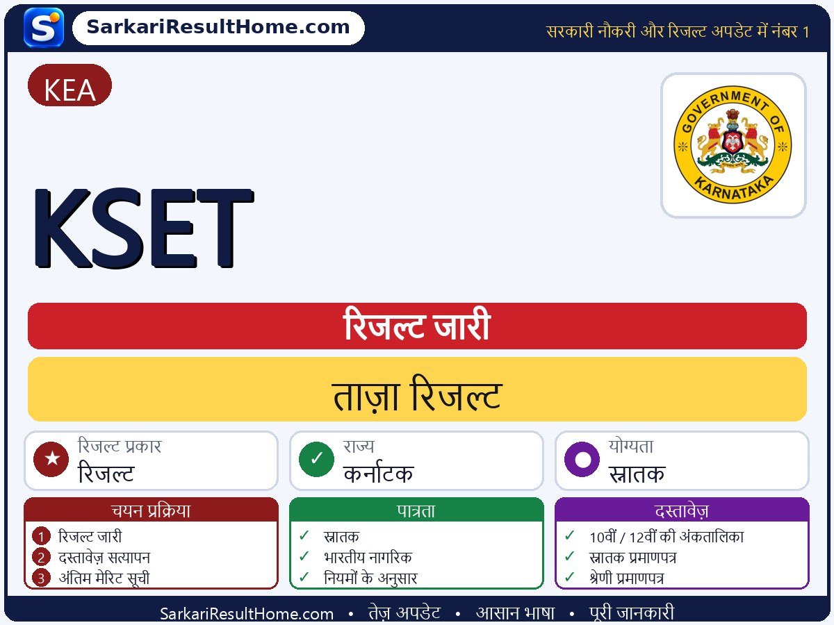KEA रिजल्ट 2026: KSET का रिजल्ट जारी - मुख्य जानकारी एक नज़र में