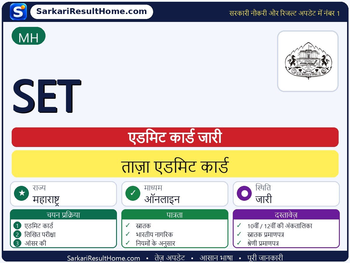 MH एडमिट कार्ड 2026: SET परीक्षा का एडमिट कार्ड डाउनलोड करें - मुख्य जानकारी एक नज़र में