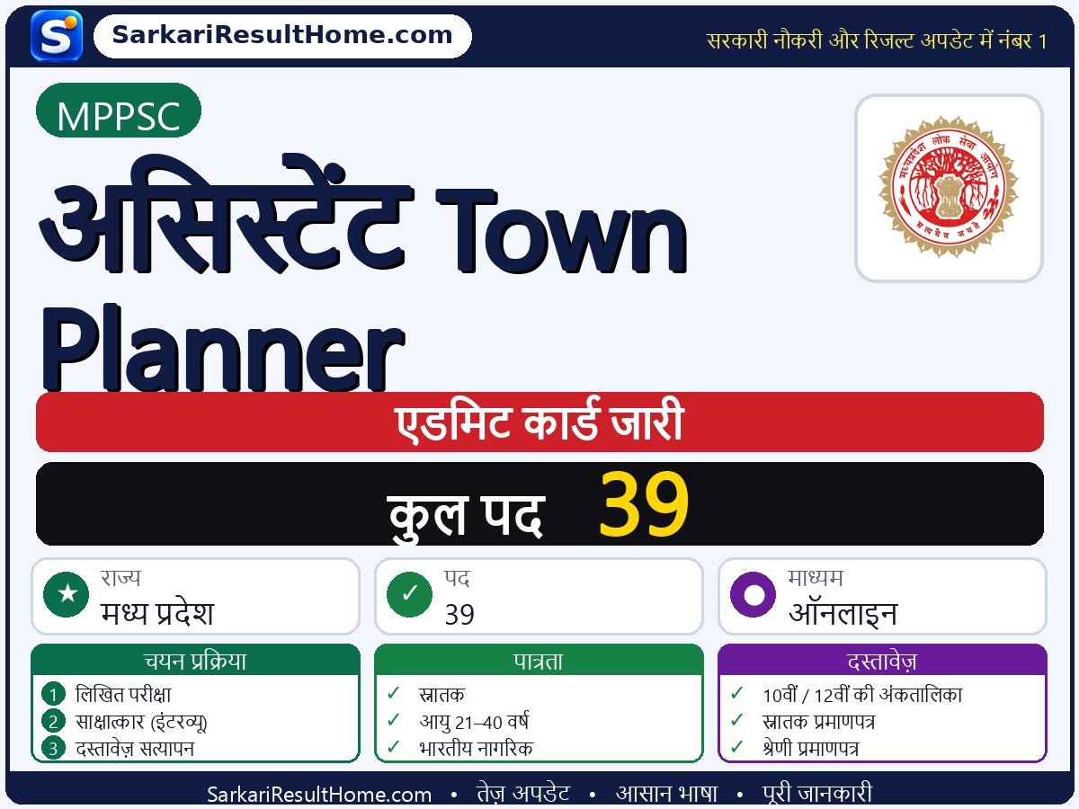 MPPSC एडमिट कार्ड 2026: Assistant Town Planner परीक्षा का एडमिट कार्ड डाउनलोड करें - मुख्य जानकारी एक नज़र में