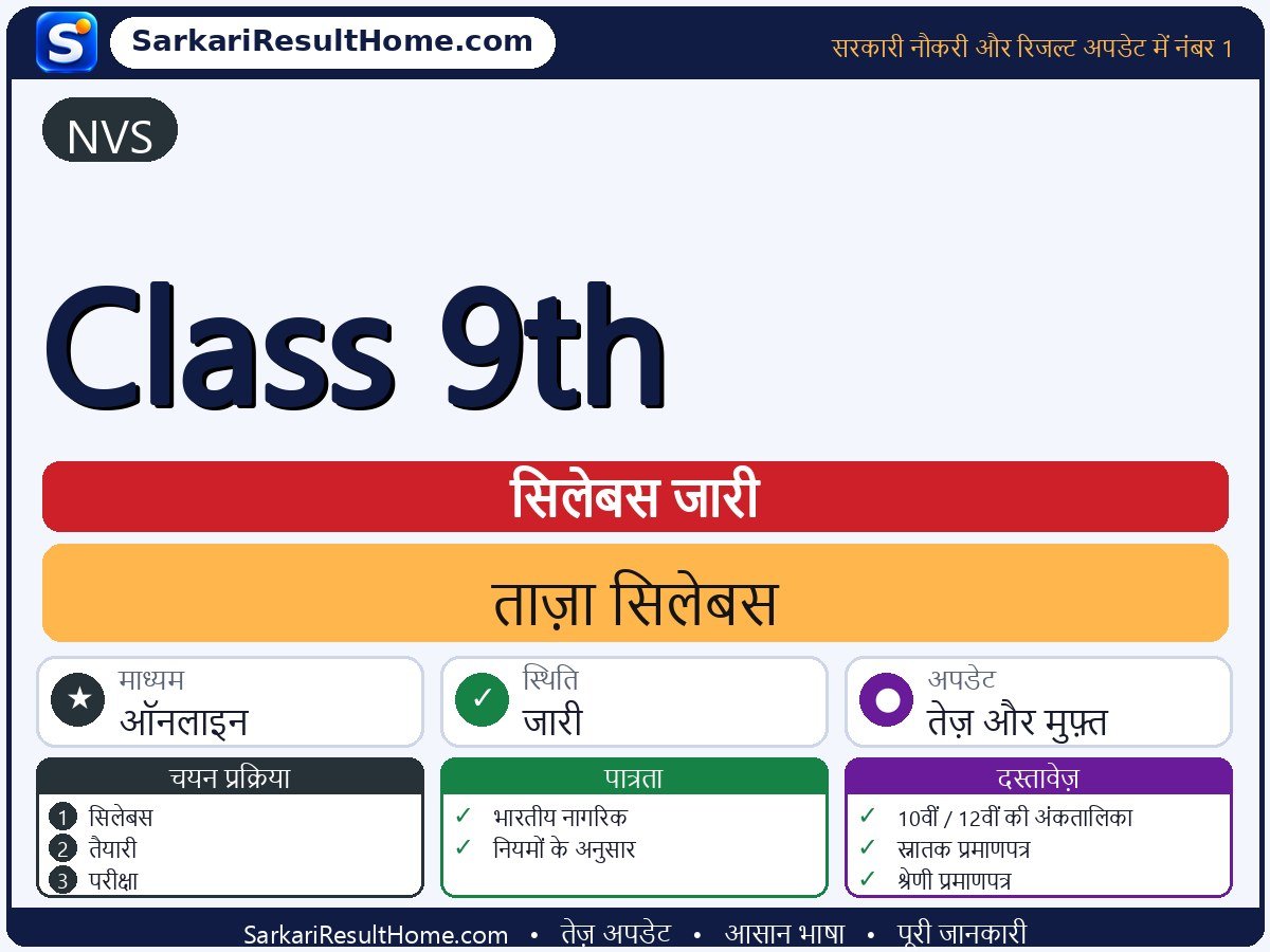 NVS सिलेबस 2026: Class 9th का सिलेबस और परीक्षा पैटर्न - मुख्य जानकारी एक नज़र में