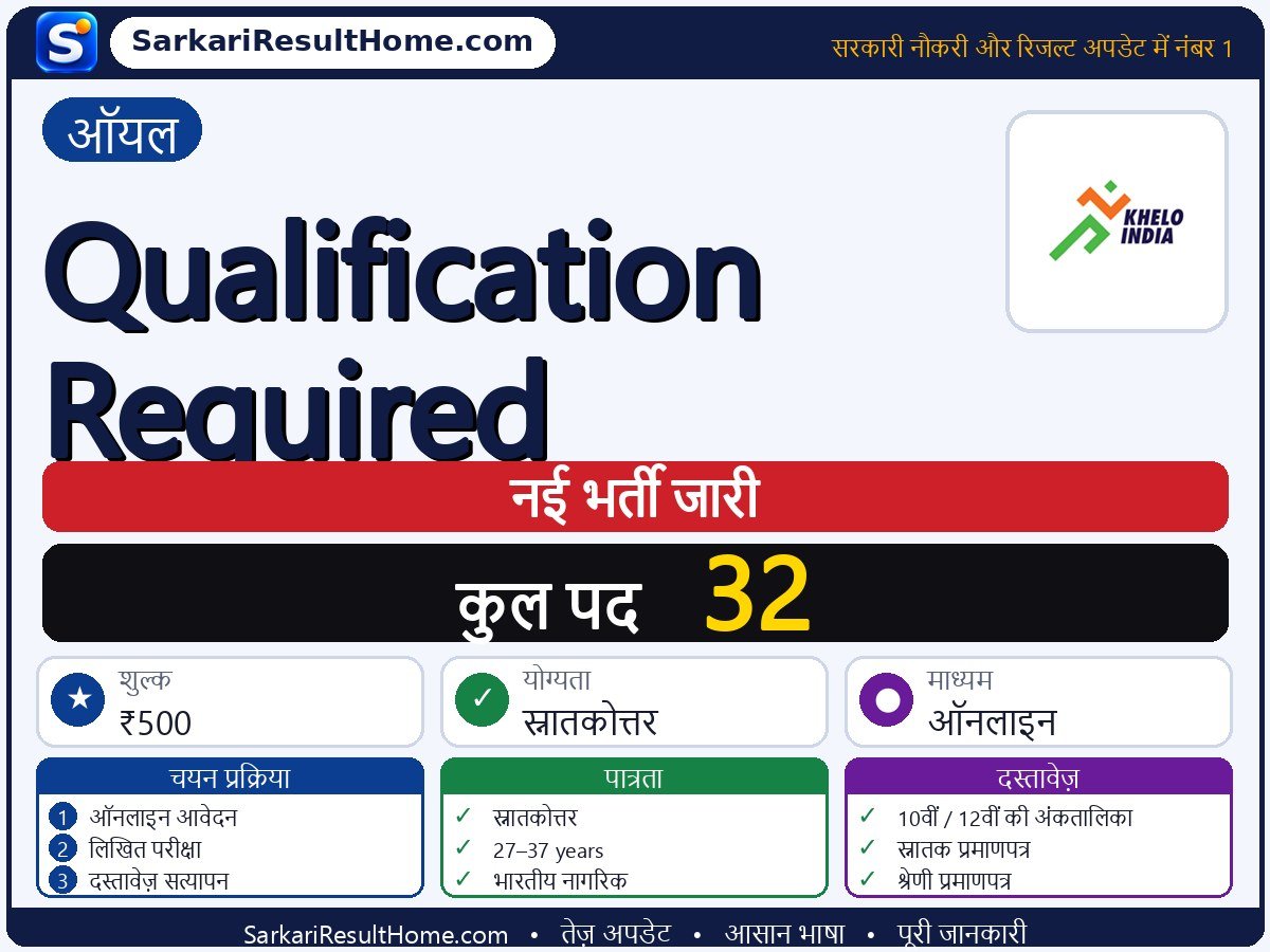 OIL भर्ती 2026: Qualification Required के 32 पदों के लिए आवेदन करें - मुख्य जानकारी एक नज़र में