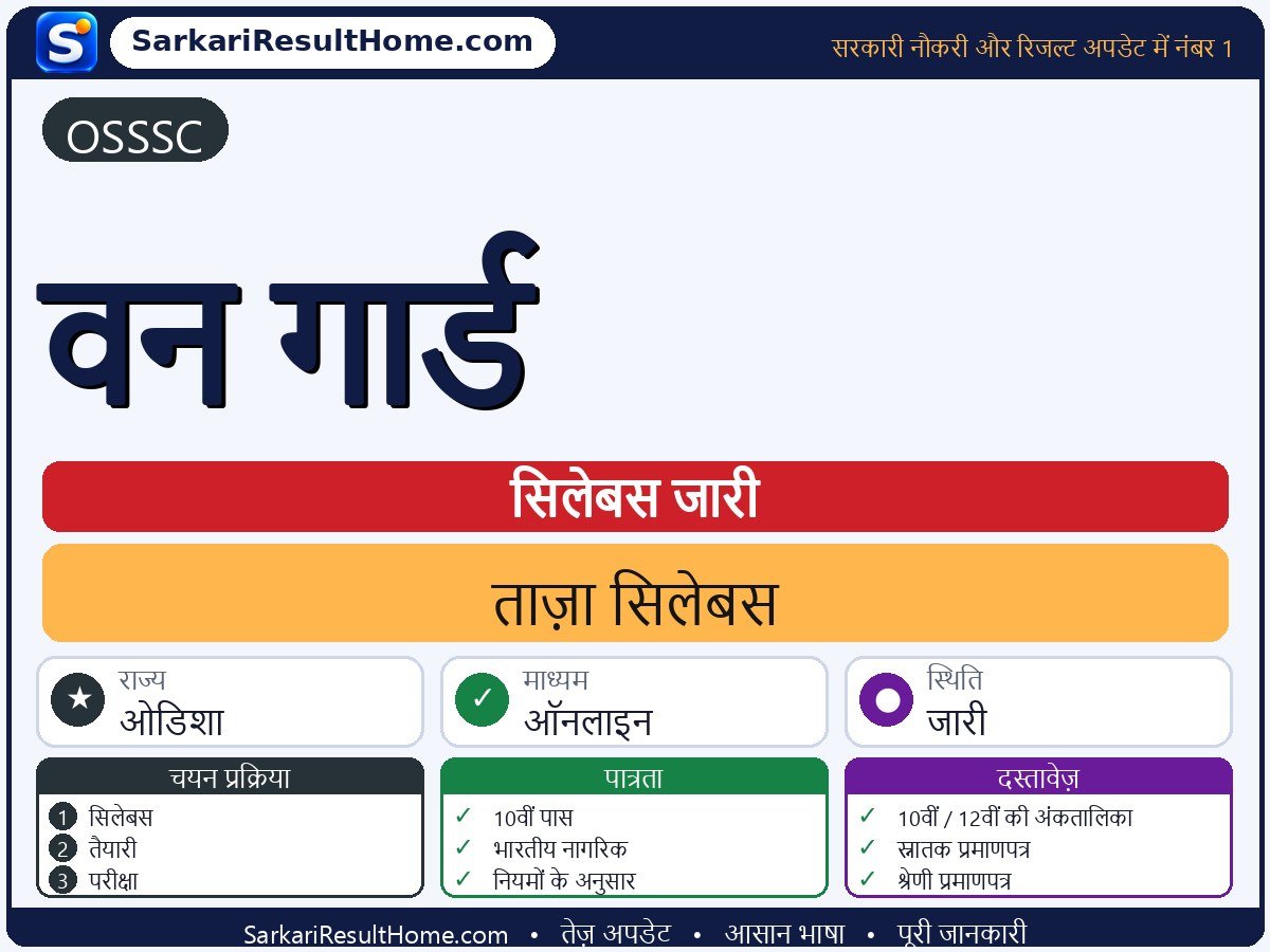 OSSSC सिलेबस 2026: Forest Guard का सिलेबस और परीक्षा पैटर्न - मुख्य जानकारी एक नज़र में