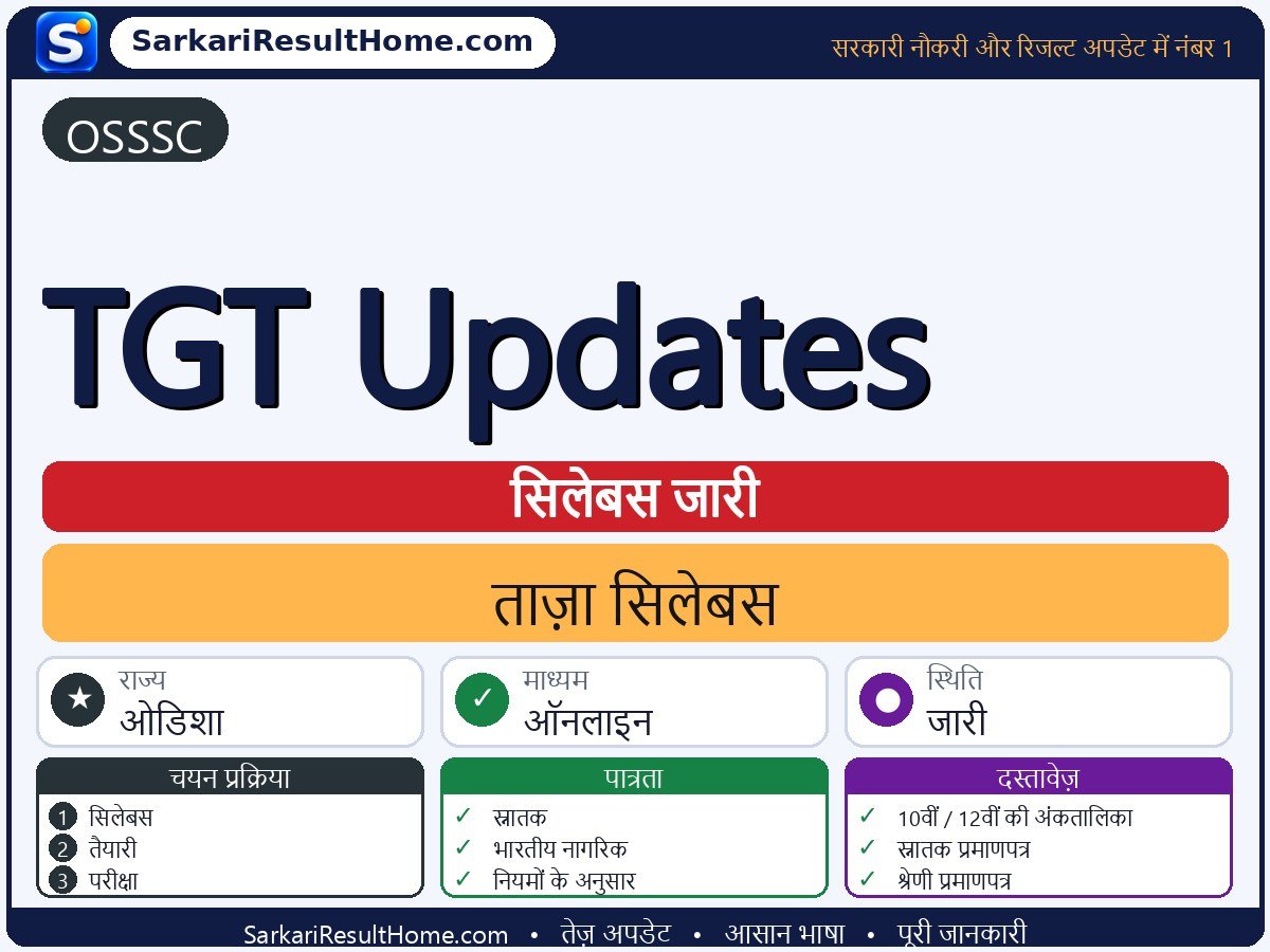 OSSSC सिलेबस 2026: TGT Updates का सिलेबस और परीक्षा पैटर्न - मुख्य जानकारी एक नज़र में
