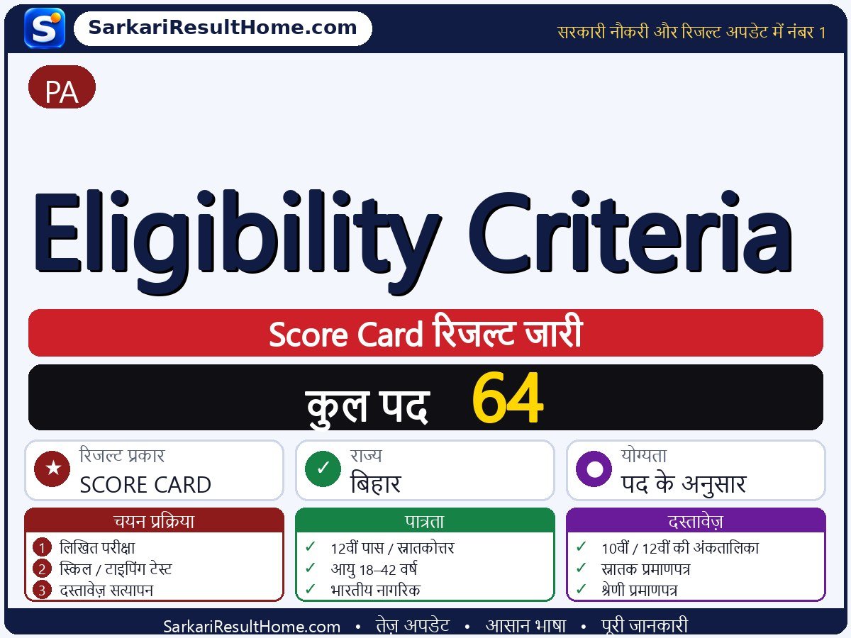 PA रिजल्ट 2026: Eligibility Criteria का रिजल्ट जारी - मुख्य जानकारी एक नज़र में