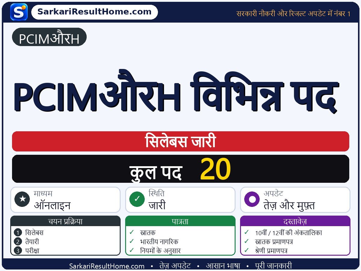 PCIM&H सिलेबस 2026: PCIM&H Various Posts का सिलेबस और परीक्षा पैटर्न - मुख्य जानकारी एक नज़र में