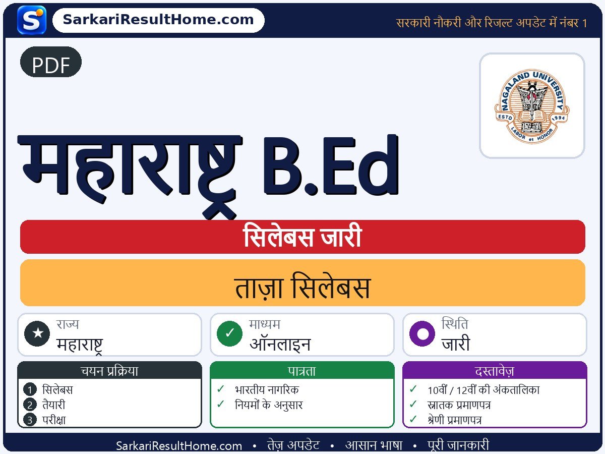 PDF सिलेबस 2026: Maharashtra B.Ed का सिलेबस और परीक्षा पैटर्न - मुख्य जानकारी एक नज़र में