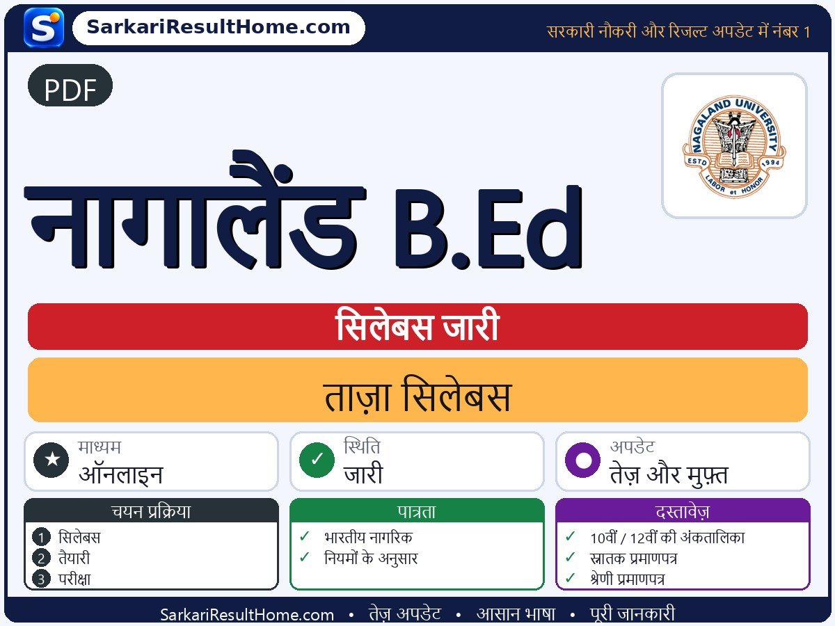 PDF सिलेबस 2026: Nagaland B.Ed का सिलेबस और परीक्षा पैटर्न - मुख्य जानकारी एक नज़र में