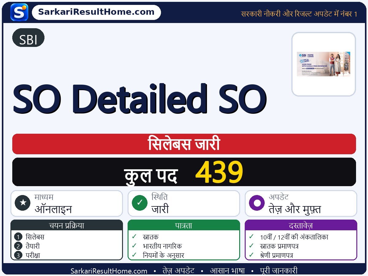 SBI सिलेबस 2026: SO Detailed का सिलेबस और परीक्षा पैटर्न - मुख्य जानकारी एक नज़र में