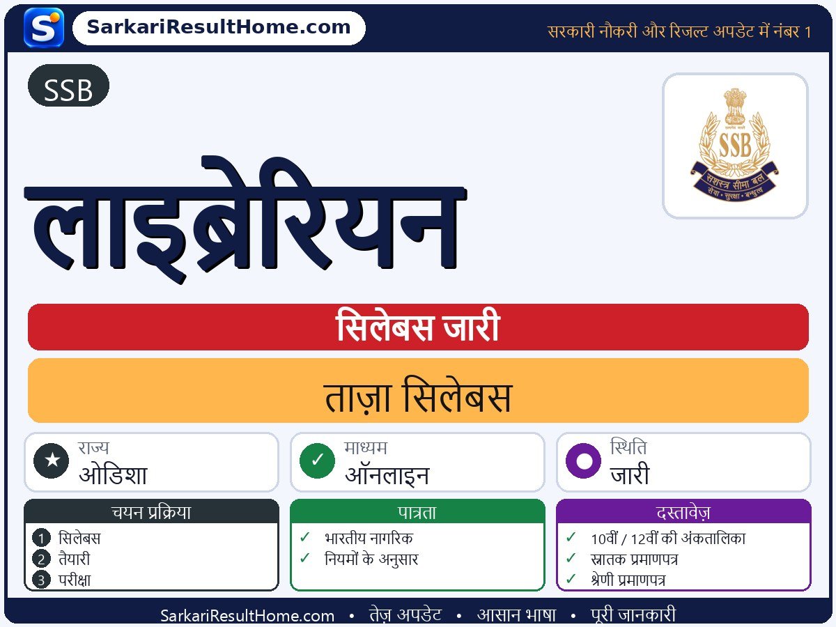 SSB सिलेबस 2026: Librarian का सिलेबस और परीक्षा पैटर्न - मुख्य जानकारी एक नज़र में