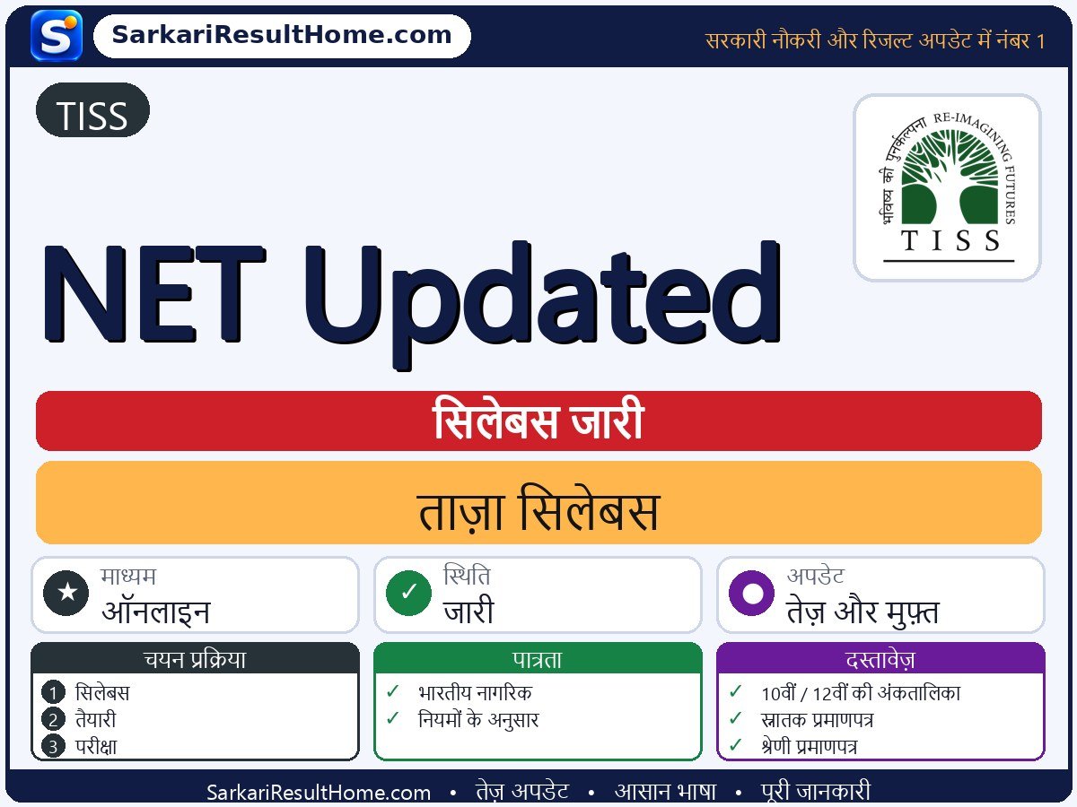 TISS सिलेबस 2026: NET Updated का सिलेबस और परीक्षा पैटर्न - मुख्य जानकारी एक नज़र में