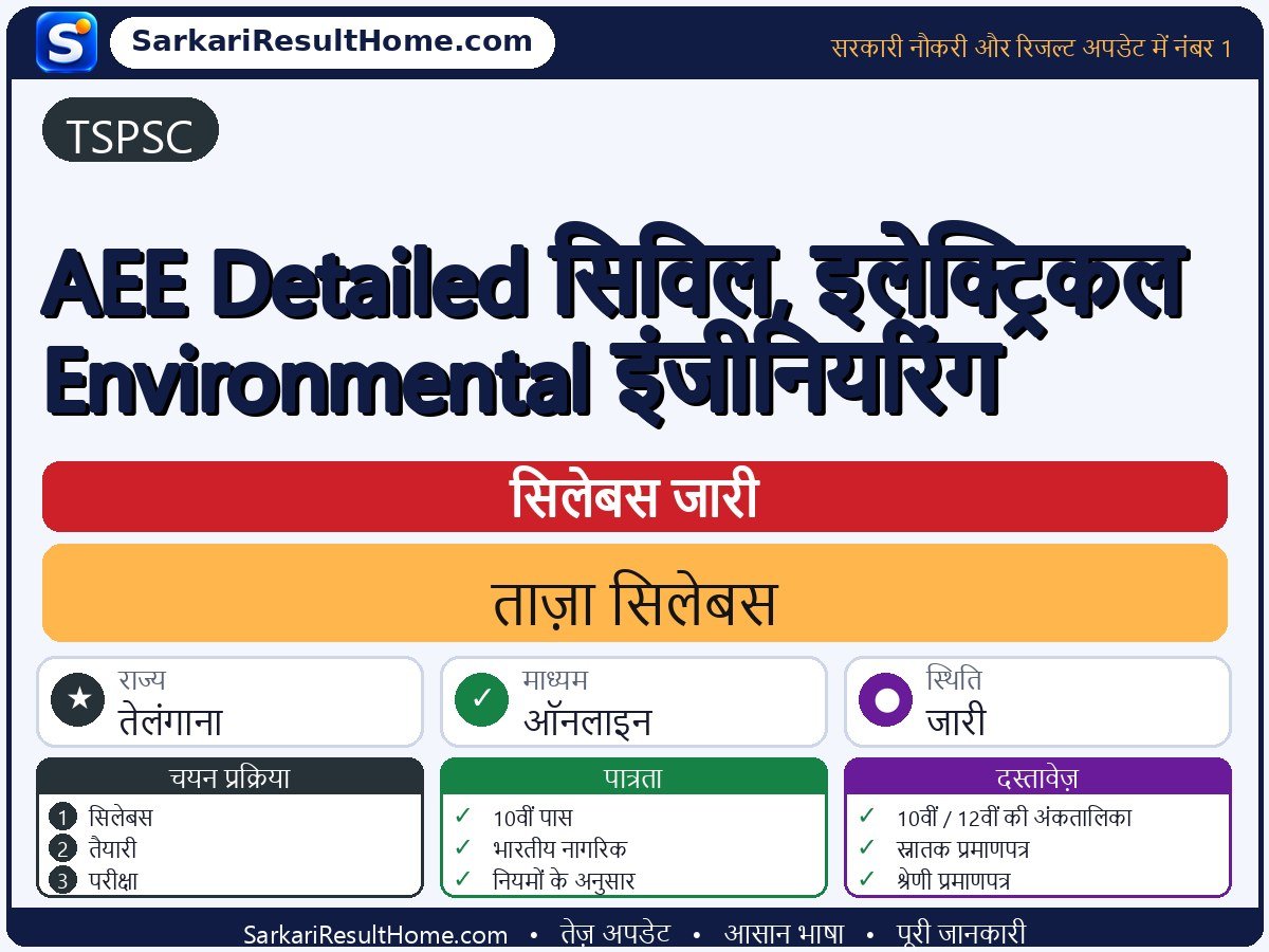 TSPSC सिलेबस 2026: AEE Detailed Civil, Electrical Environmental Engineering का सिलेबस और परीक्षा पैटर्न - मुख्य जानकारी एक नज़र में