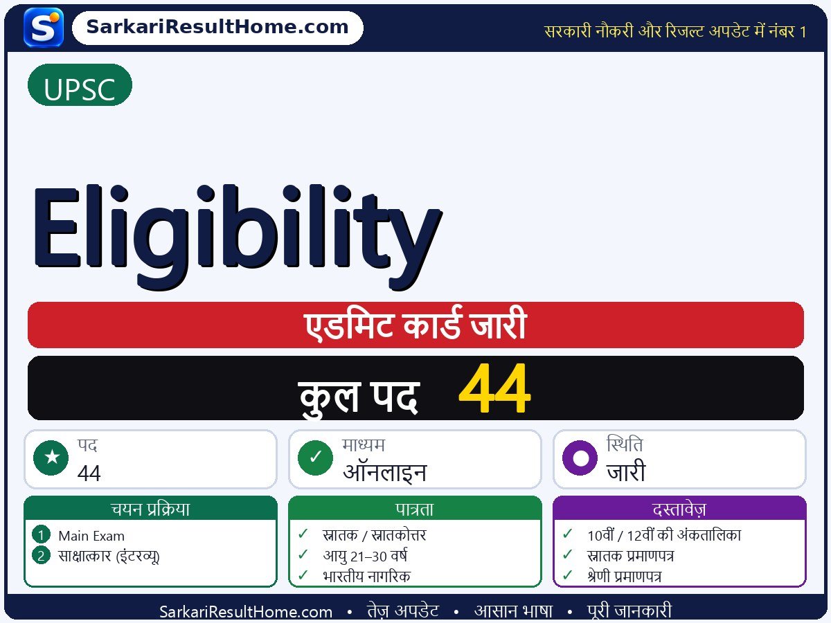 UPSC एडमिट कार्ड 2026: Eligibility परीक्षा का एडमिट कार्ड डाउनलोड करें - मुख्य जानकारी एक नज़र में